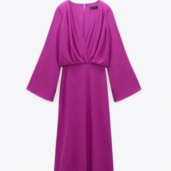 ZARA MIDI WRAP DRESS - L *NEW WITH TAGS* - Picture 4 of 6